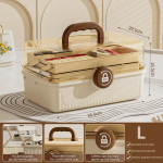 Suure mahutavusega ravimikarp, kosmeetiline kodune hoiukarp, mitmekihiline k&auml;epidemega ehete, k&uuml;&uuml;nelaki ja meigikarbi t&ouml;&ouml;riist