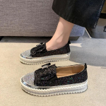 Kevadised ja s&uuml;gisesed naiste Le Fu lamedad kingad &uuml;mara nina ja madala kontsaga, kaunistatud kivikeste ja litritega, uus 2024, kvaliteetsed moekad naiste kingad 40 must