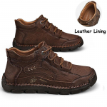 Meeste k&auml;sitsi valmistatud ehtsast nahast saapad Meeste jalan&otilde;ud Mugavad poolsaapad meestele vabaajajalatsid V&auml;list&ouml;&ouml;riistade jalan&otilde;ud 48-1