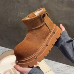 Mood Naiste Pahkluu Platvorm Lumisaapad Madalad Karusnahast Suede Soojad Pl&uuml;&uuml;sist Puuvillased Kingad Naine Br&auml;nd Talv 2025 Trend Gooti Vabaaja Botas Mujer 40 kaamel