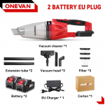 ONEVAN 12KPA Elektriline tolmuimeja 1500W Multifunktsionaalne k&auml;eshoitav Auto Kodu Puhastus Tolmut&ouml;&ouml;riist Makita 18v Aku Pinni jaoks 2xBattety-EU Plug