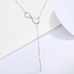 S925 Sterling H&otilde;bedast Risti Ripatsiga Kaelakee Naistele Elegantne Minimalistlik Kaelaluu Kett 925 Silver gray