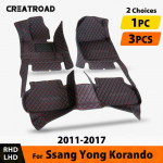 Car Floor Mats For ssangyong Korando 2011 2012 2013 2014 2015 2016 2017 auto foot Pads carpet cover Interior Accessories 1PC-Brown