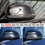 Auto tahavaatepeegli h&otilde;&otilde;rdumisvastased kaitseribad s&uuml;sinikkiust kleepsud BMW X5 F15 X6 F16 X3 F25 X4 F26 autostiil 2pcs