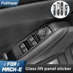 Futhope Carbon Fiber Glass lift panel Sticker For Ford Mustang MACH-E 2022 Lift Panel Door Window Switch Cover Trim Bright Black