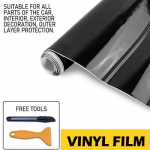 Genuine 1.5m Gloss Black Vinyl Wrap Car Film Sticker Decal Bubble Free scraper