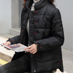 S&uuml;gisene hiina stiilis kirjanduslik vintage puuvillast polsterdatud Parka naiste talvemantel emale, kahe rinnaga riided XXXL must