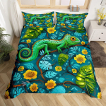 kameeleoniga tekikatted teismelistele kuninganna- ja kuningasuuruses kerge udusuletekikate komplekt loommusteriga magamistoa dekoratsioon ilma tekita EU Single(135x200cm) blue