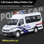 1:24 M&otilde;&otilde;tkava IVECO Politsei Sulamist Auto Diecast Metall Mudel Heli ja Valgusega T&otilde;mmatav M&auml;nguasi Salongi Kaunistused Laste M&auml;nguasi Kingitused Doiplay