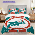 Miami Dolphins Muster Voodipesu Tekikomplekt Tekikate Padjap&uuml;&uuml;r Kodu Dekoratsioon S&uuml;nnip&auml;evakingitus (1 * tekikott + 2 * padjap&uuml;&uuml;ri, ilma s&uuml;damikuta) 135x200cm