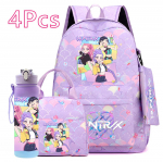 4 tk/komplekt Multikas KPOP tr&uuml;kitud seljakott k&auml;ekoti ja pliiatsitopsiga 750 ml veepudel teismelisele poisile t&uuml;drukule suure mahutavusega raamatukott koolikott Mochila