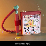 Samsung z flip7 jaoks &Uuml;mbris Armas telefoni&uuml;mbris Samsung Galaxy Z Flip7 jaoks pliiatsiga, Kawaii z flip 7 &Uuml;mbrised 3D Unistuste J&auml;nes Gradient Punane Roosa V&auml;rviline Kate For Galaxy Z Flip7