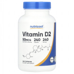 Nutricost, D2-vitamiin, 50 mcg (2000 R&Uuml;), 240 kapslit