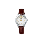 SEIKO p&auml;ikesekvartsi mehhanismiga ehtsast nahast rihmaga k&auml;ekell Naiste k&auml;ekell Valge sihverplaat SWFH115 Brown Strap