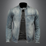 Uus mood Slim Fit meeste seisva kaela lukuga Harley mootorratta teksajakk meeste mantel M