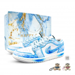 Jordan Air Jordan 1 Pehmendus, Kulumiskindel Madal Kaelus Vintage Korvpallijalatsid Unisex Valge Sinine FQ7687-300(Team1053-BOX) 36