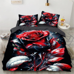 Roosad Rooside Tekikate Komplekt Queen King Full 3D Lilleline Voodipesu 220x240 Padjap&uuml;&uuml;r Tekk Tekk Voodipesu 70x133cm 2pcs gray