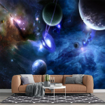 T&auml;hesinine 3D seinamaal Universum Eemaldatav Suur Tapeet Elutoa Magamistoa Ruumi Planeedi Tapeet Kodu Dekoor 200 cm(W) x 140 cm(H)