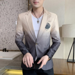 Meeste bleiser, gradientkost&uuml;&uuml;miga jakk Korea stiilis Slim Fit vabaaja meeste moodne kleit jakk L khaki