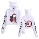 Kimetsu No Yaiba Demon Slayer Hoodies Anime Kamado Nezuko Graphic Print Harajuku Hoodie Unisex Y2k Clothing Sudadera XXS valge