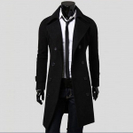 Folklore Men Winter Slim Stiilne Trench Coat Double Breasted Long Jacket Parka L