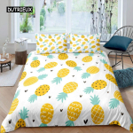 Ananassikattega tekikott Pakend Kuninglik Suurus Suurus Kollane Geomeetriline Ananass Voodipesu Pakett Rannateema Puuviljadega Tr&uuml;kitud Tekikott 140x200cm 3pcs yellow