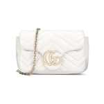 GUCCI GG Marmont Valge Tepitud Nahast Kett-&Otilde;lakott Luksuslik Crossbody Kott Naistele &Otilde;htune Pidu Igap&auml;evane S&otilde;it 841290-AAFAX-9050 Basic Set (Bag+Dust Bag)