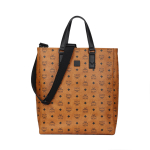 MCM Visetos Suur Totes Kott, Konjak Monogramm Nahast K&auml;ekott Eemaldatava Rihmaga, Igap&auml;evaseks S&otilde;iduks &Auml;rireisiks Ostlemiseks MMTCSKC01CO001 Basic Set (Bag+Dust Bag)