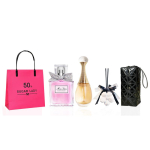 DIOR Parf&uuml;&uuml;m Miss Flower 5ml + Real Me 5ml + Valge Virsiku Aroomiteraapia + Keraamiline Must Meigikott Soodus must