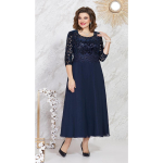 Kevad Suvi Suuruspluss Naiste Pitsiline Patchwork &Scaron;ifoonist Slim Fit Elegantne Midi Kleit, Vabaaja Peo Vabaaja Kleit 0XL tumesinine