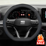 Nahast autojuhtimiskangi kate Seat Ibiza 2013-2024 2025 jaoks Libisemisvastased katted Katekate jaoks Auto sisekujundus Seat leon Tarvikud black
