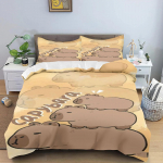 Kapiibarad Tekikott Anime Voodipesu Padjap&uuml;&uuml;r Tr&uuml;kitud &Uuml;ldine Laste ja T&auml;iskasvanute Komplekt Queen Size Reaktiivne Tr&uuml;kk Tekk 135x200cm