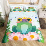 Kawaii Frog tekikott King Queen Cartoon loomateemaline voodipesukomplekt Naljakas metsloomade kattekott Lastele Magamistoa pehme tekikott 200x200cm