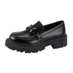 Must l&auml;ikivast nahast naiste mokassiinid Platvormiga slip-on kingad naistele Kevadised Briti tutiga vaba aja korterkingad Naistele t&ouml;&ouml; 35