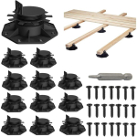 B97A-12-pakiline reguleeritav terrassi tugipost, 1,18 -2,36 (30-60 mm), 2x4 ja 2x6 talaraamistikuks kruvidega terrassi jaoks must