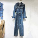 Denim t&ouml;&ouml;riistade kombinesoon Naiste kevad-s&uuml;gis uus raske t&ouml;&ouml;stus teemant k&otilde;rgekvaliteediline mood populaarne kombinesoon M sinine