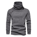 S&uuml;gistalv meeste kampsun, kootud k&otilde;rge kuhjaga kraega kaelakaitse &uuml;hev&auml;rviline paks pikkade varrukatega pullover Elastne soe keskmise pikkusega kampsun 2XL tumehall v&auml;rv