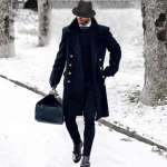 Meeste Villane Kahekordse Rinnaga Paks Villane Trenchcoat XXL black