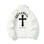 Unisex &Uuml;legabariidiline Kohev Kunstkarusnahast Puuvillane Puhvisjakk Tikitud T&auml;htedega Streetwear Talvejakk XXL white