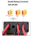 Elektriratta kahe aku t&uuml;hjendamise muundur 24-72VDC Kahe akuploki l&uuml;liti tasakaalustaja Kahekordne paralleelmoodul koos XT90 P-ga 20A XT60 yellow