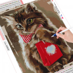 5D isetehtud teemantmaal Armas koomiksikass T&auml;isringikujulise teemanttikandi n&otilde;elaga kivist kleebis 15*20 cm