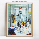 5D DIY Teemantmaaling Loomade Hobune T&auml;is &uuml;mmargune Rhinestone Pilt Tikandid Teemant 20X30