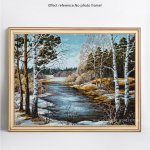 Teemanttikandid Talvine mets t&auml;is&uuml;mmargune kivikivi 5D DIY Teemantmaal ristpistes 20X30CM