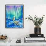 Teemantmaal kaks j&auml;&auml;karu ristpistes teemanttikandid mustrid kivist 20X30CM