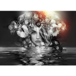 Teemanttikandid Fantaasia Naine Roos Teemantmaal Valge Must Kunst Ristpistes 20X30CM