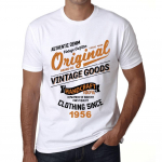 Meeste vintage T-s&auml;rk Graafilise mustriga T-s&auml;rk Vintage Goods Since 1956 Valge XS valge