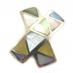 Les Tr&eacute;sors De Lily [A8168] - Pendentif Argent 'Tahiti' Nacre bleu jaune argent&eacute; - 18 mm beež
