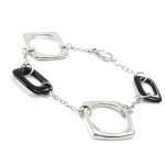 Les Tr&eacute;sors De Lily [I1134] - Bracelet Acier 'Chor&eacute;graphie' noir argent&eacute; must