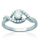 Bague Argent 'Scarlett' blanc argent&eacute; (rhodi&eacute;) - 9 mm 50 valge