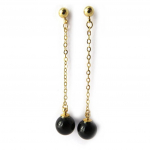 Les Tr&eacute;sors De Lily [M7070] - Boucles plaqu&eacute; or 'Perla' noir - 43x8 mm kuld
